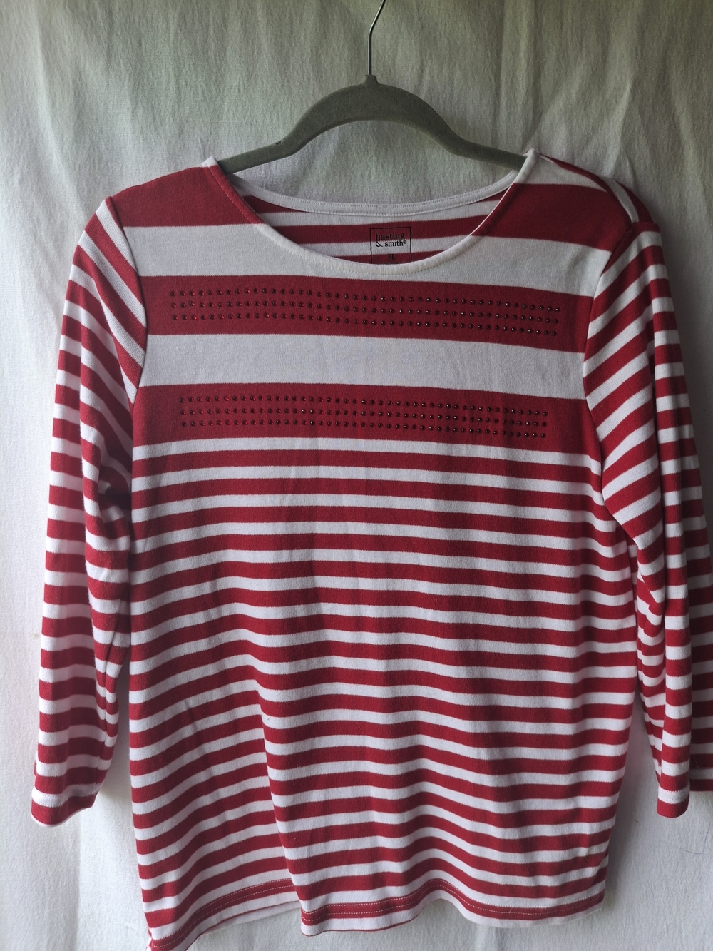 Striped Red & White Women's Long Sleeve Top